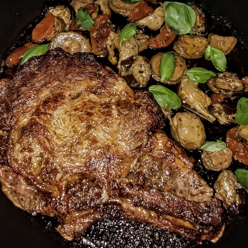 Pan seared Rib- eye Steak