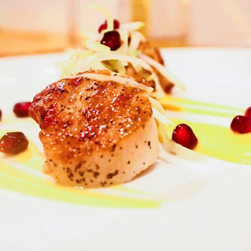 Pan seared scallops w/ butternut puree