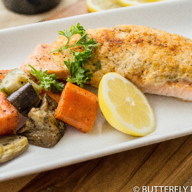 Crab stuffed Salmon