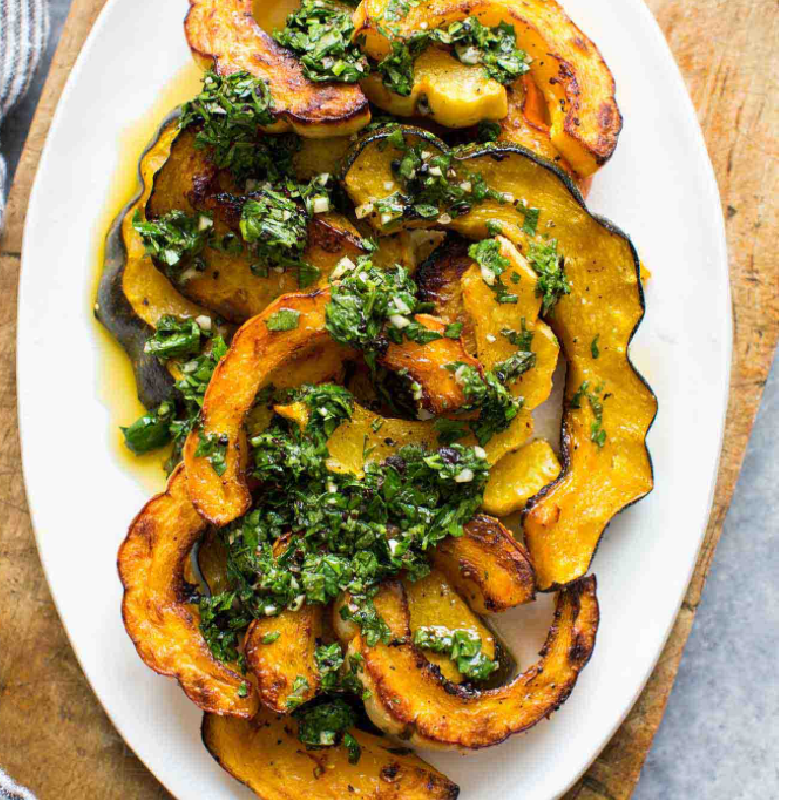 Roasted acorn squash, orange gremolata 
