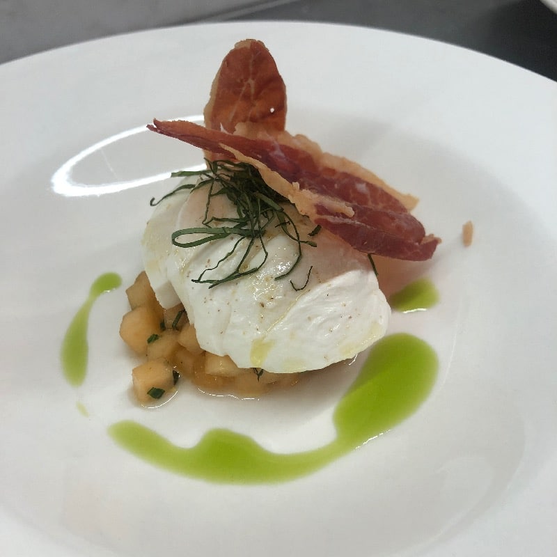 Buratta cheese and compressed melon