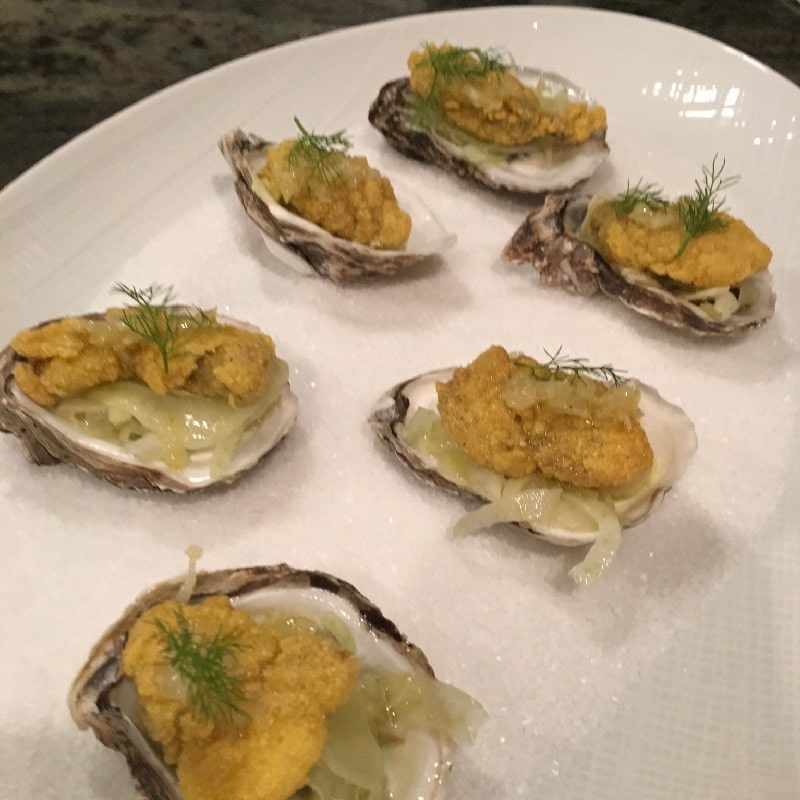 Cornmeal crusted cold water oysters