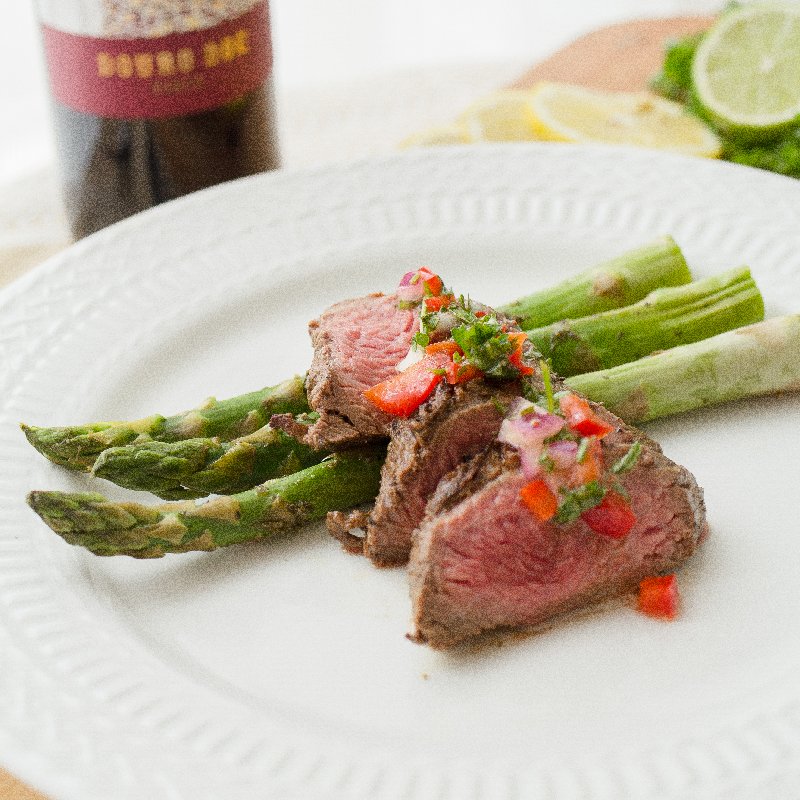 Filet an pesto asparagus