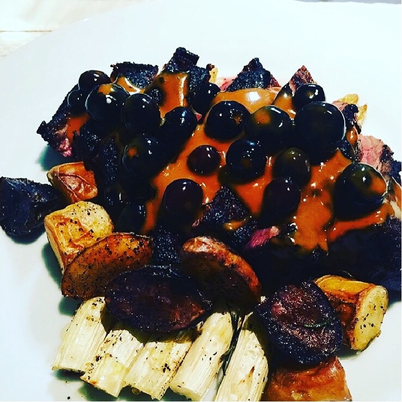 Duck (pictured with blueberries)