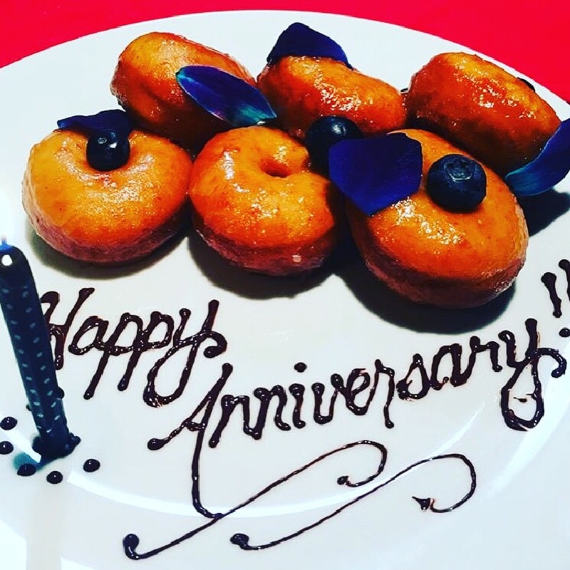 Fresh donuts (pictured with blueberry glaze)