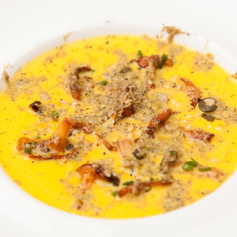 Pumpkin velouté with wild mushrooms