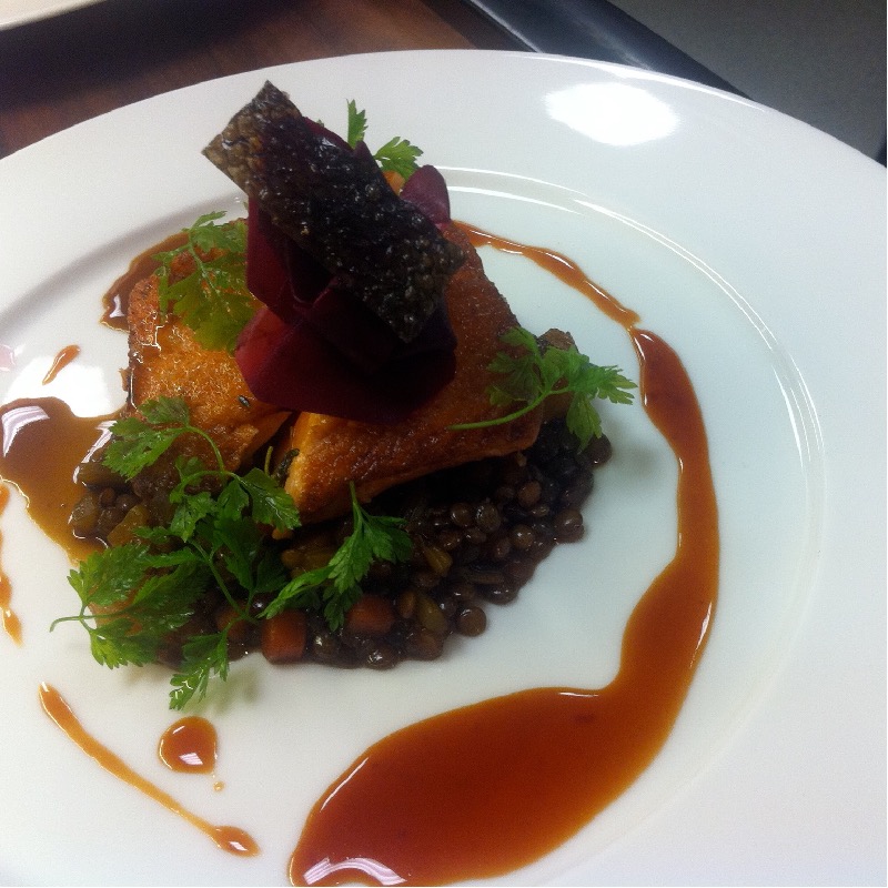 Duo of beef with farro ragout 