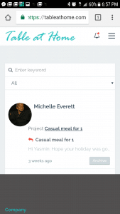 Table at Home messaging with chefs